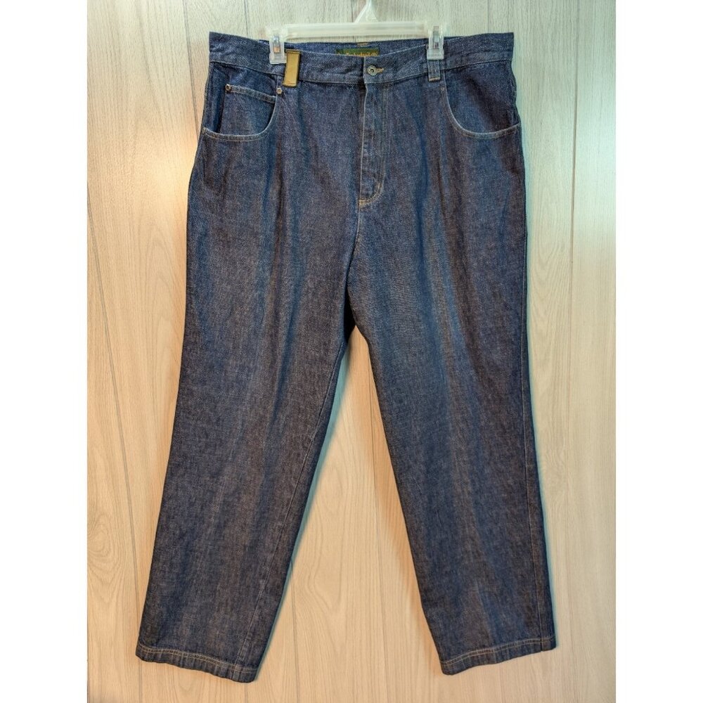 Timberland Mens Blue Denim Jeans 40x31 Work Jeans Relaxed Fit Cotton Dark Wash